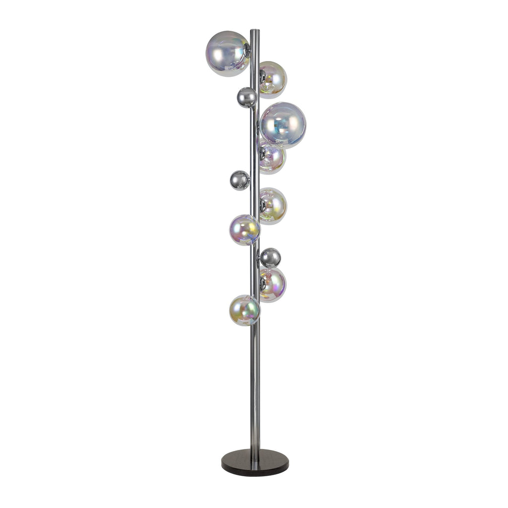NL82529 Rome  8 Light Floor Lamp Polished Chrome/Iridescent Glass