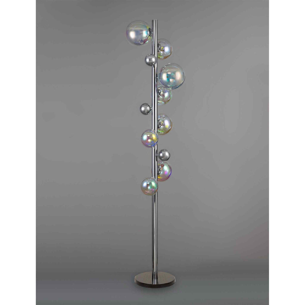 NL82529 Rome  8 Light Floor Lamp Polished Chrome/Iridescent Glass