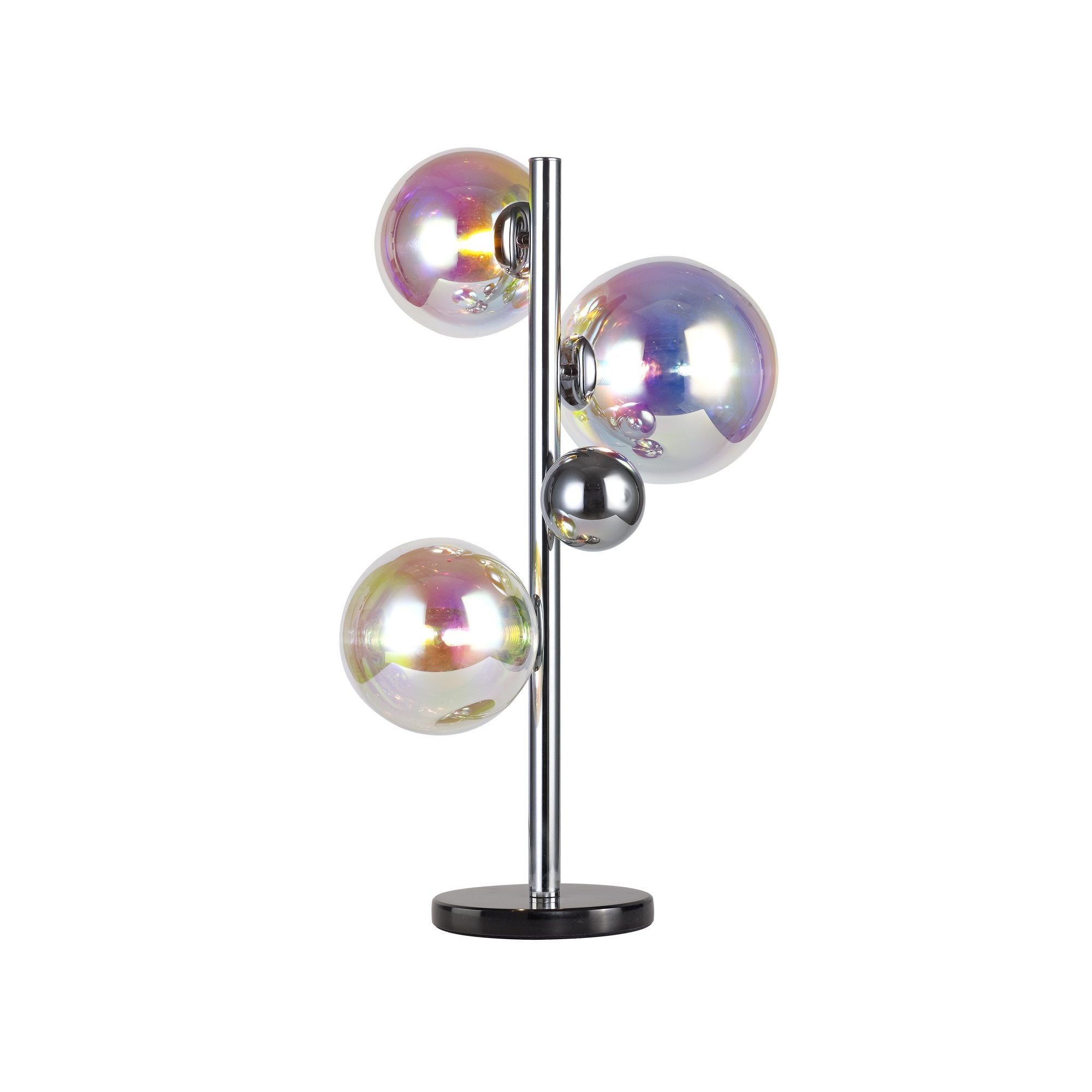 NL82539 Rome  gent 3 Light Table Lamp Polished Chrome/Iridescent Glass