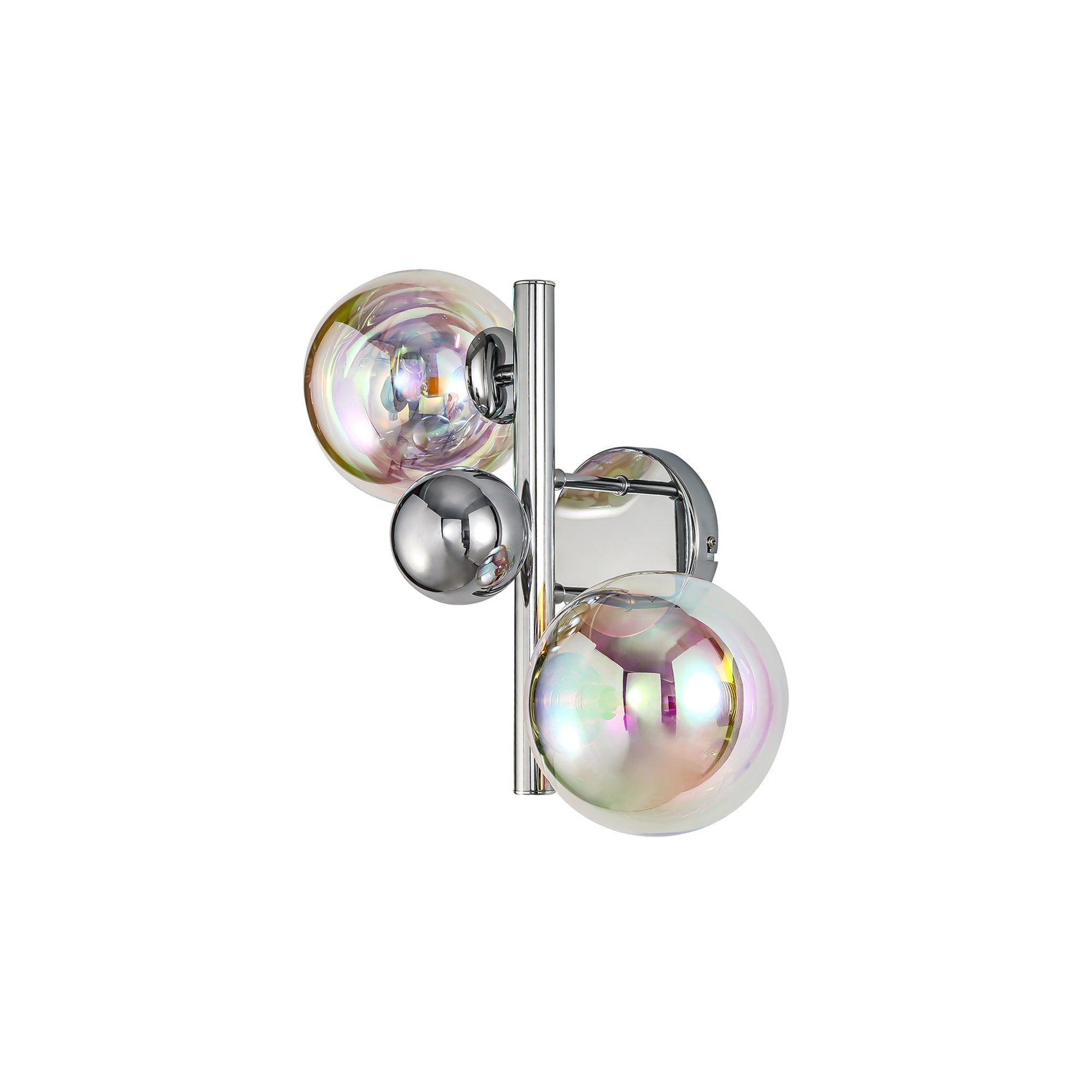 NL82549 Rome 2 Light Wall Lamp Polished Chrome/Iridescent Glass