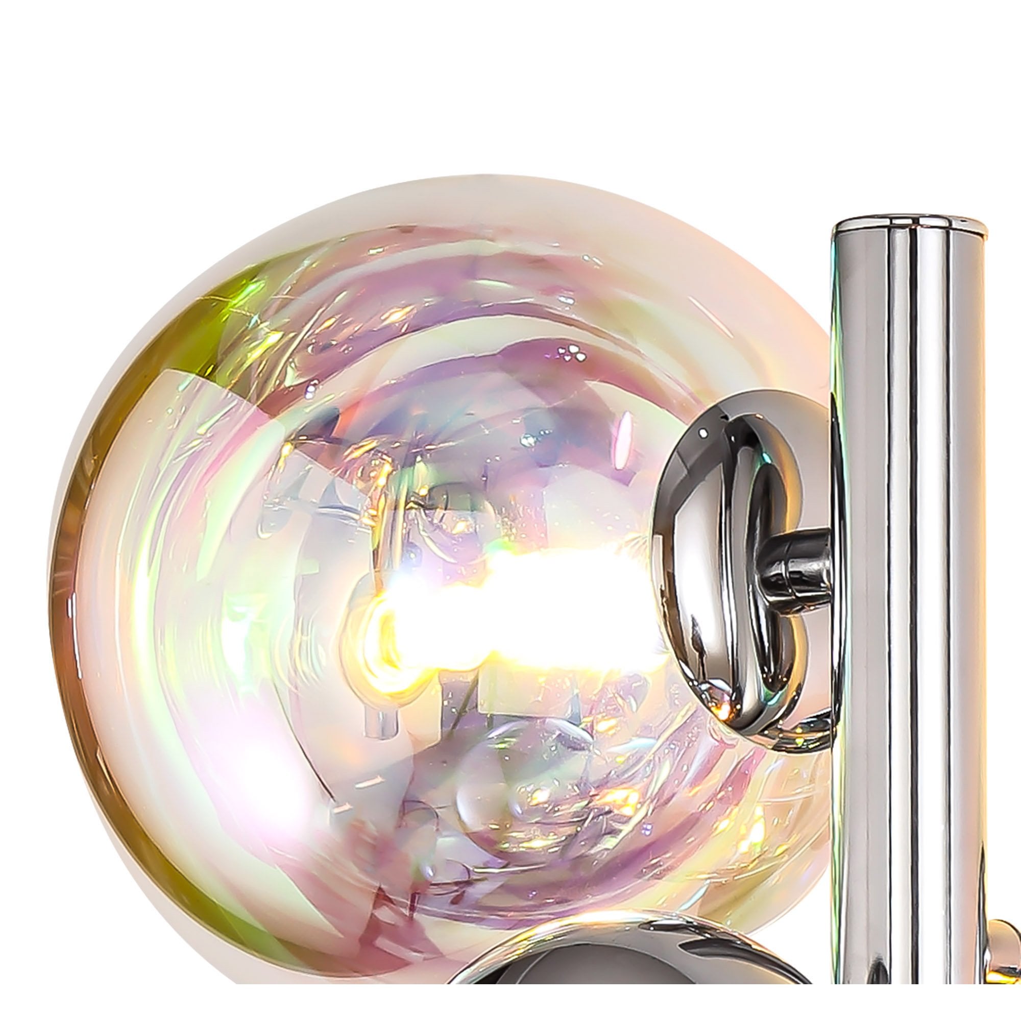 NL82549 Rome 2 Light Wall Lamp Polished Chrome/Iridescent Glass