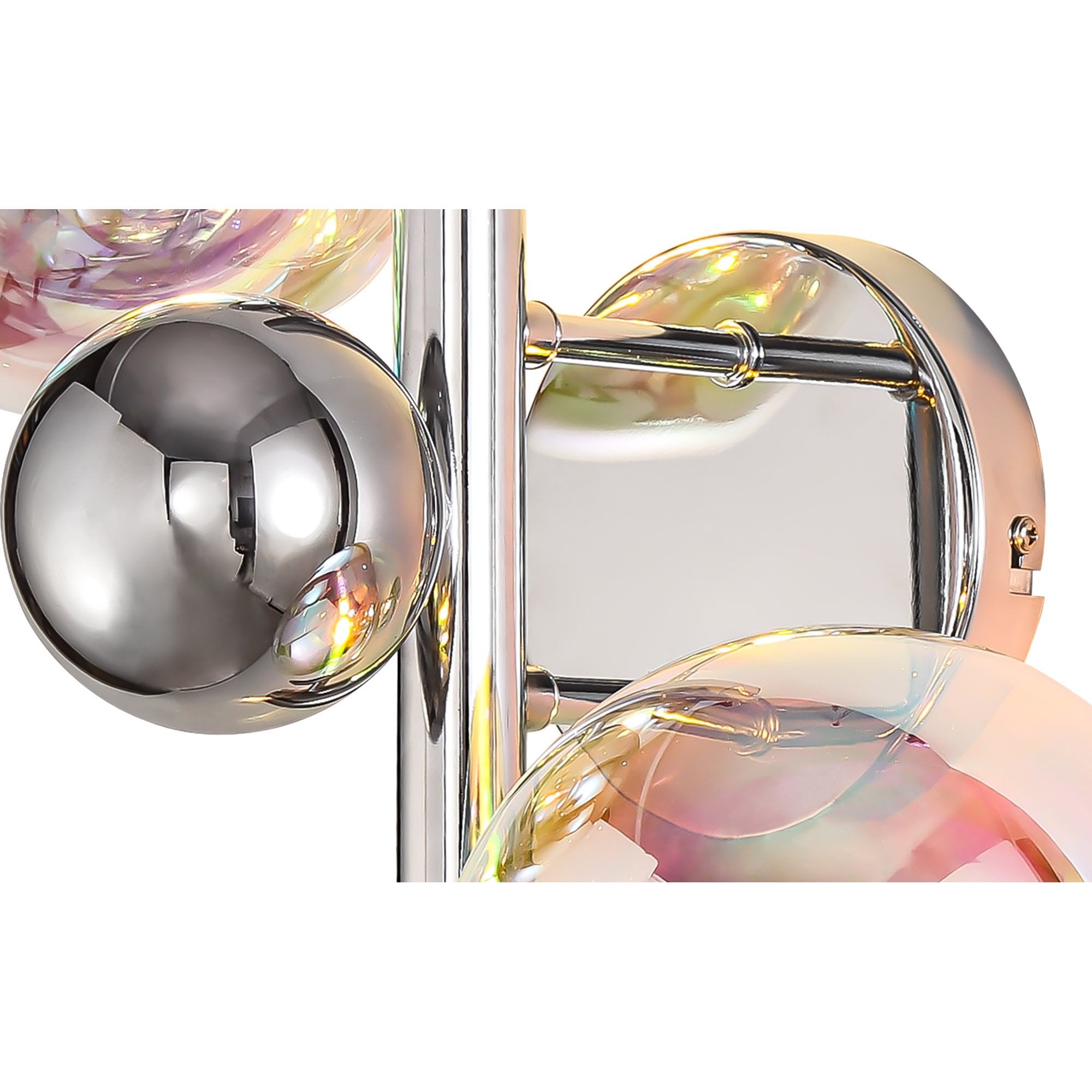 NL82549 Rome 2 Light Wall Lamp Polished Chrome/Iridescent Glass