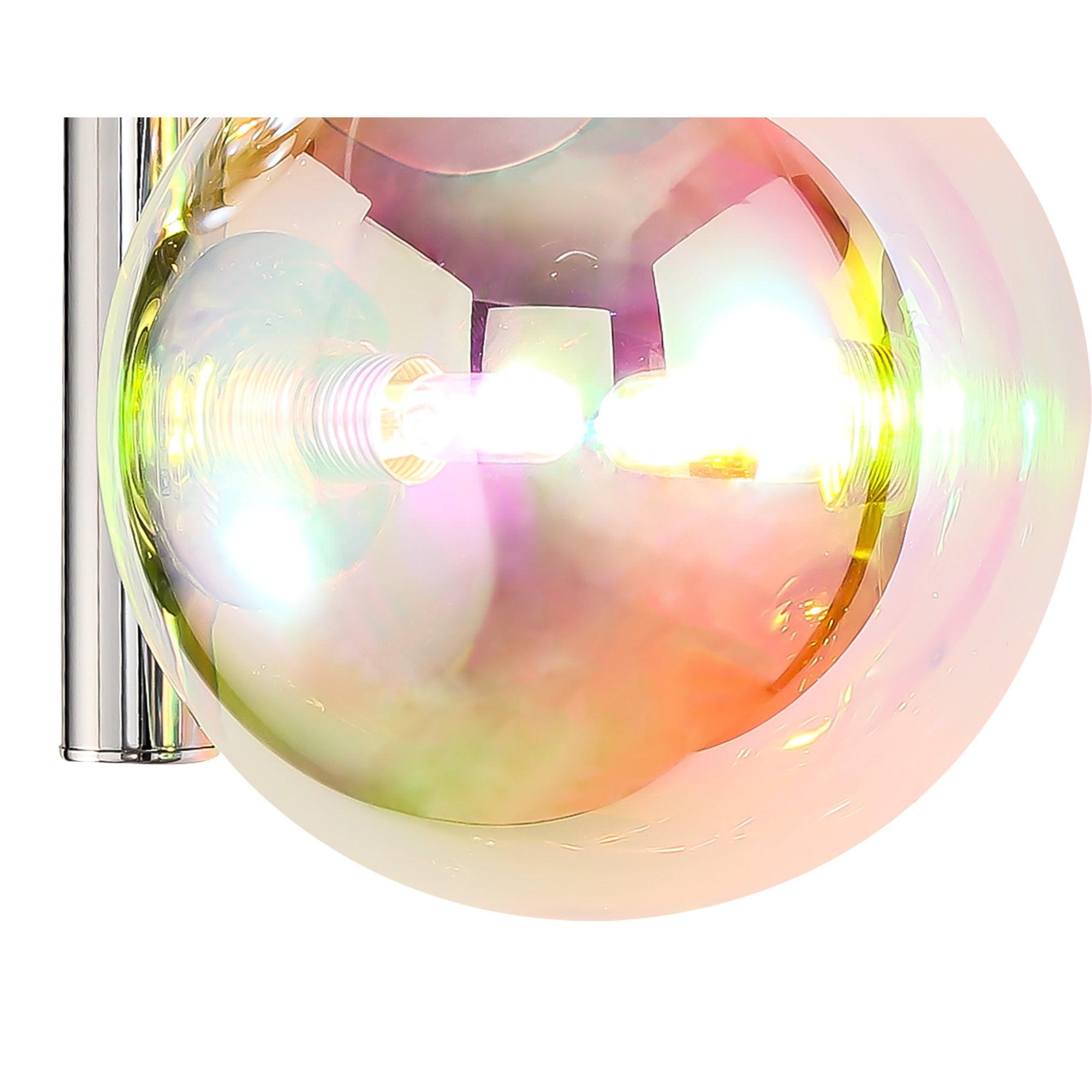 NL82549 Rome 2 Light Wall Lamp Polished Chrome/Iridescent Glass