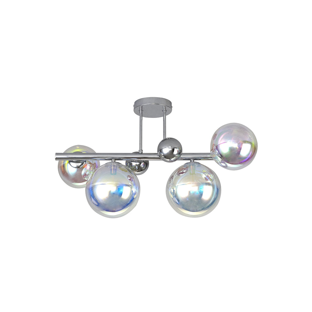 NL82559 Rome 4 Light Semi-Flush Ceiling Light Polished Chrome/Iridescent Glass