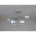 NL82559 Rome 4 Light Semi-Flush Ceiling Light Polished Chrome/Iridescent Glass