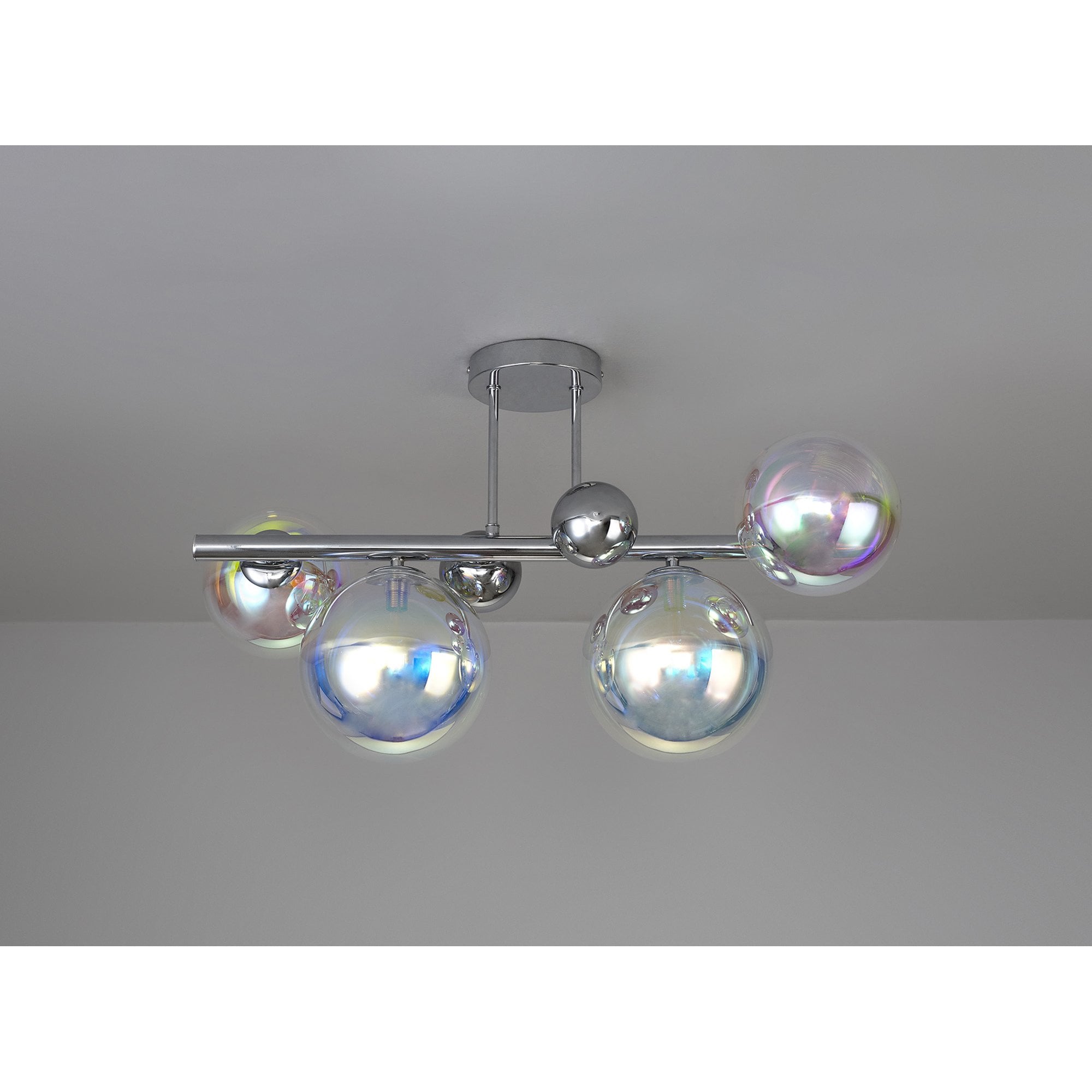 NL82559 Rome 4 Light Semi-Flush Ceiling Light Polished Chrome/Iridescent Glass