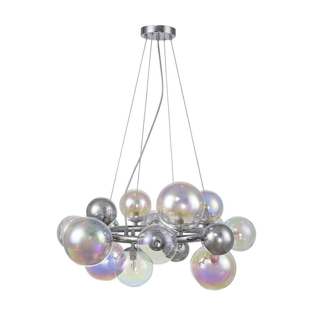 NL83139 Rome 12 Light Circular Pendant Polished Chrome Iridescent Glass