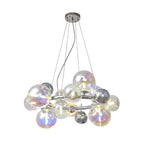 NL83139 Rome 12 Light Circular Pendant Polished Chrome Iridescent Glass