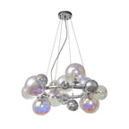NL83139 Rome 12 Light Circular Pendant Polished Chrome Iridescent Glass