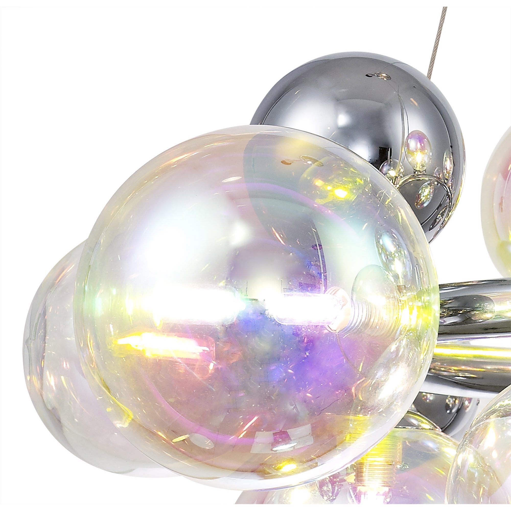 NL83139 Rome 12 Light Circular Pendant Polished Chrome Iridescent Glass
