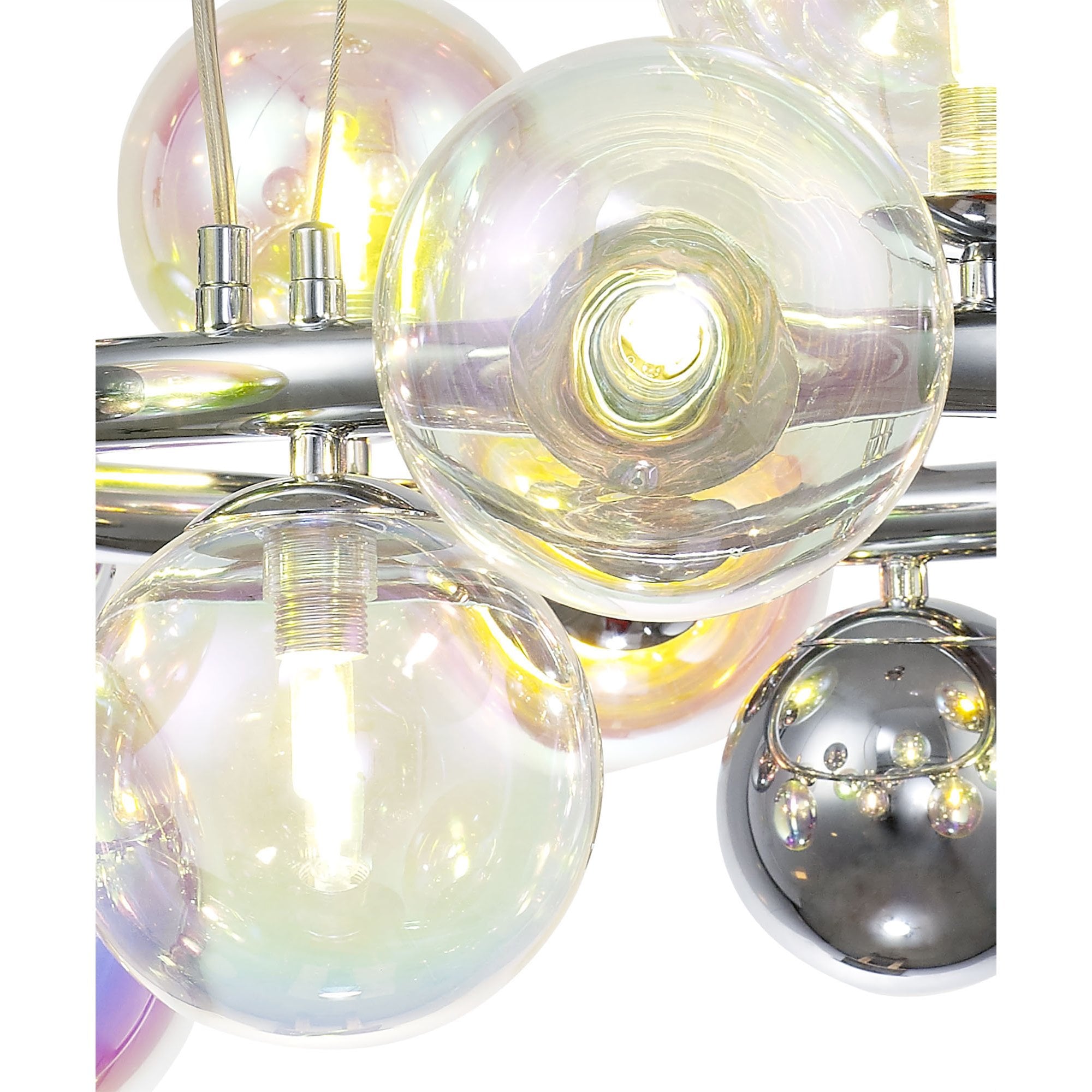 NL83139 Rome 12 Light Circular Pendant Polished Chrome Iridescent Glass