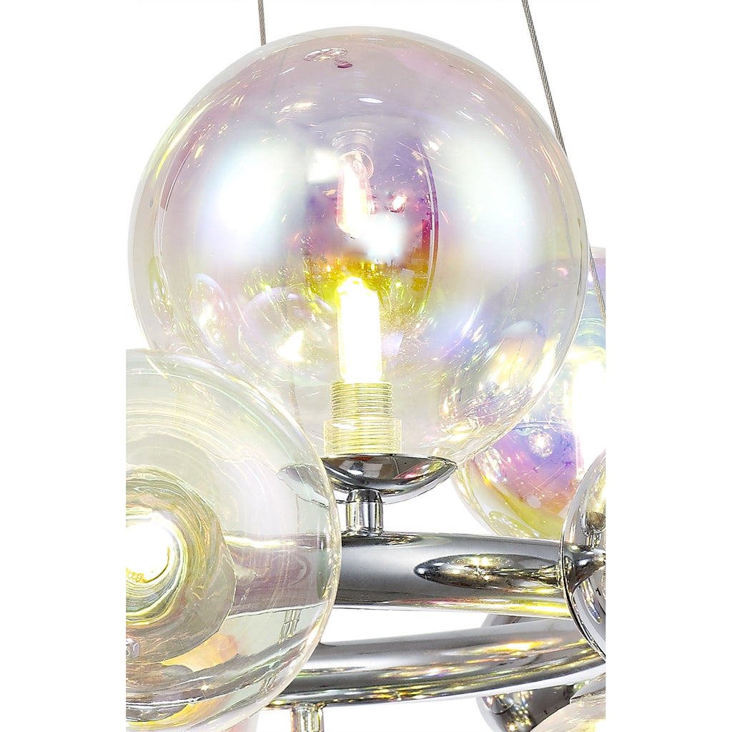 NL83139 Rome 12 Light Circular Pendant Polished Chrome Iridescent Glass