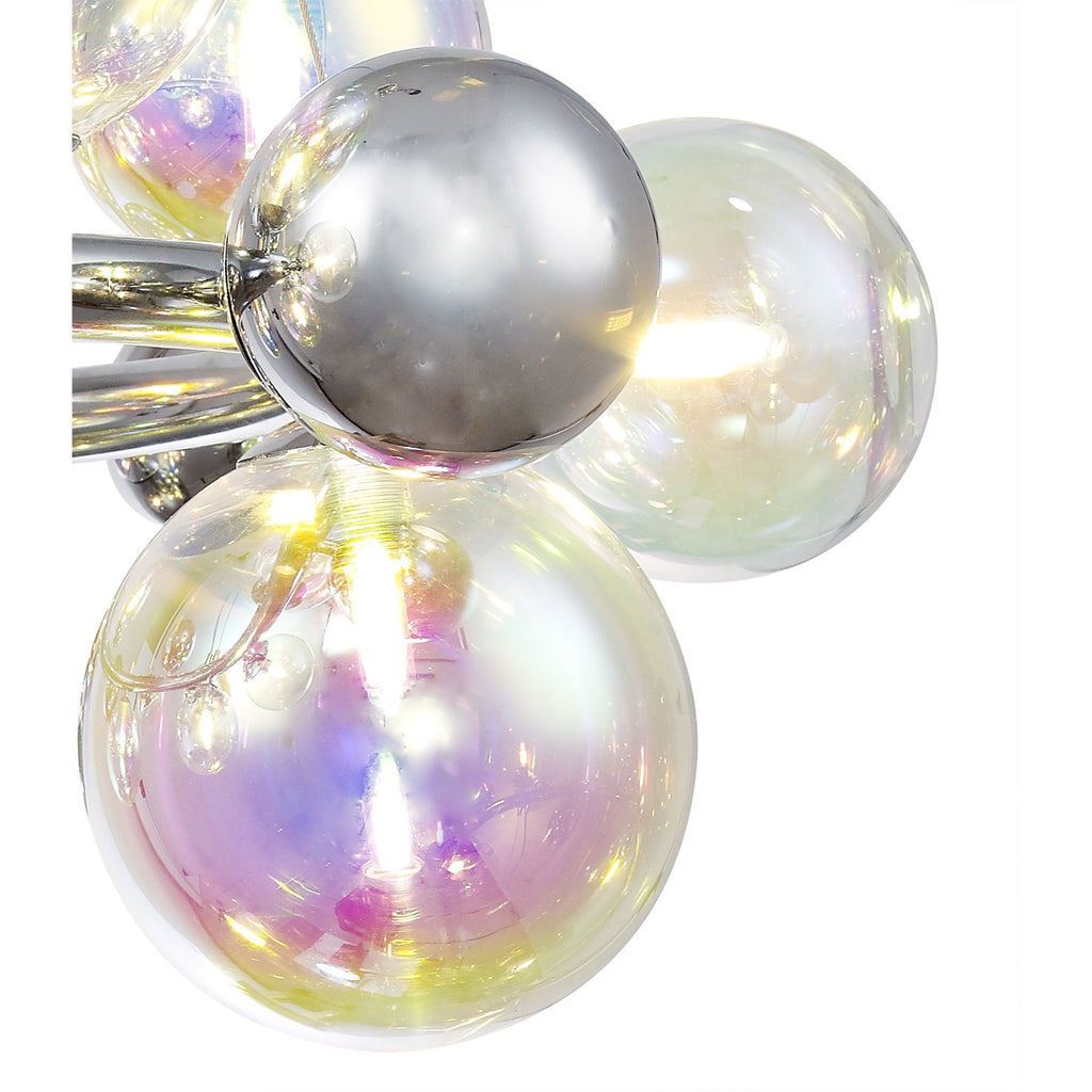 NL83139 Rome 12 Light Circular Pendant Polished Chrome Iridescent Glass
