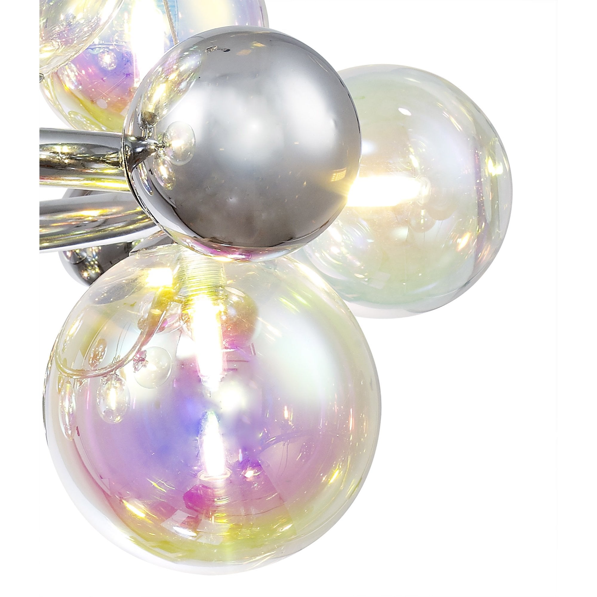 NL83139 Rome 12 Light Circular Pendant Polished Chrome Iridescent Glass