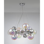 NL83139 Rome 12 Light Circular Pendant Polished Chrome Iridescent Glass