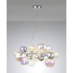 NL83139 Rome 12 Light Circular Pendant Polished Chrome Iridescent Glass