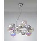NL83139 Rome 12 Light Circular Pendant Polished Chrome Iridescent Glass