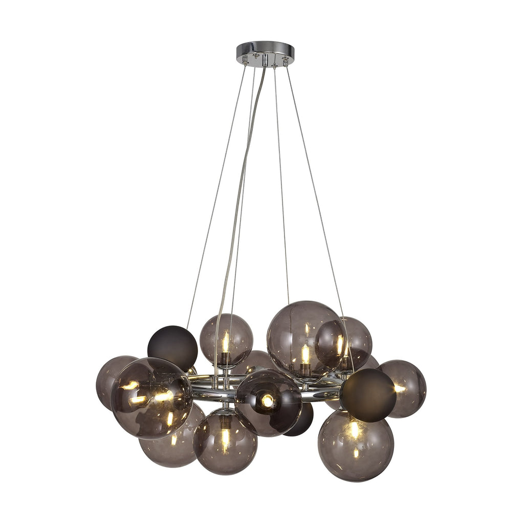 NL83149 Rome 12 Light Circular Pendant Polished Chrome Smoked/Black Glass