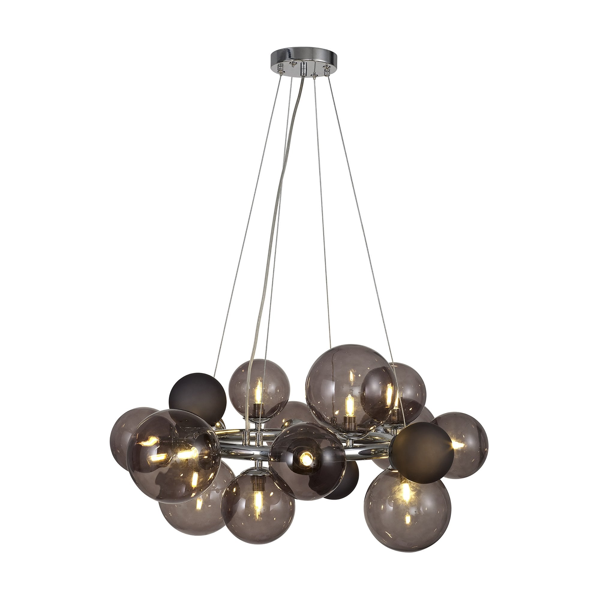 NL83149 Rome 12 Light Circular Pendant Polished Chrome Smoked/Black Glass