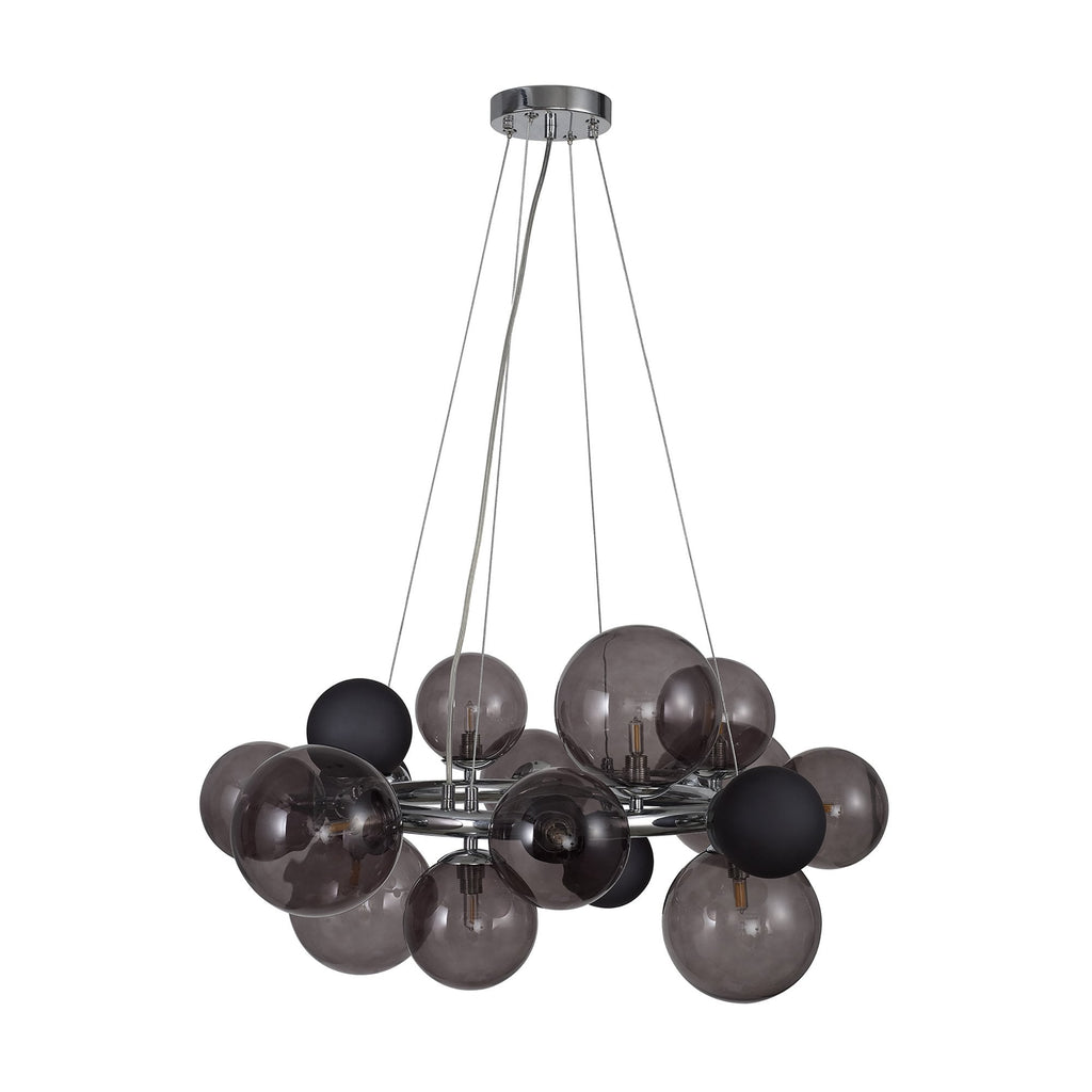 NL83149 Rome 12 Light Circular Pendant Polished Chrome Smoked/Black Glass