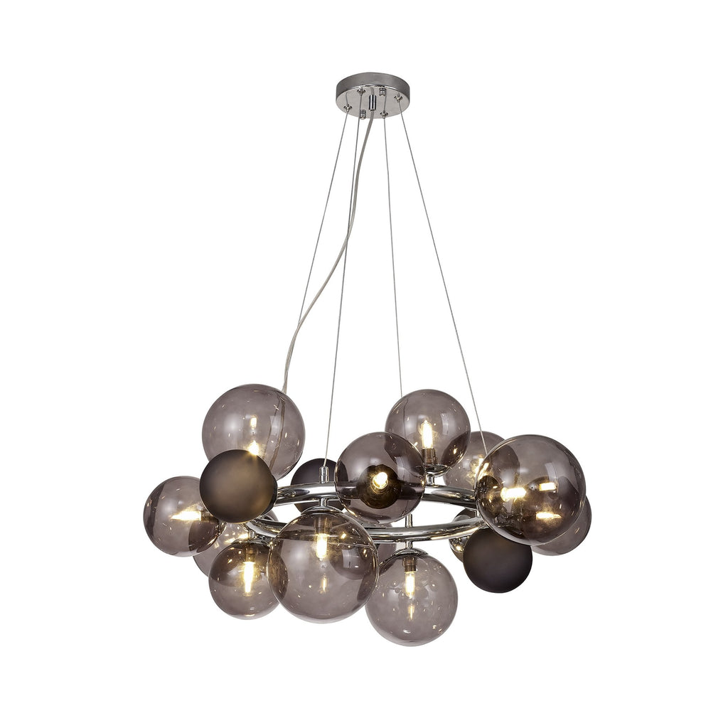 NL83149 Rome 12 Light Circular Pendant Polished Chrome Smoked/Black Glass