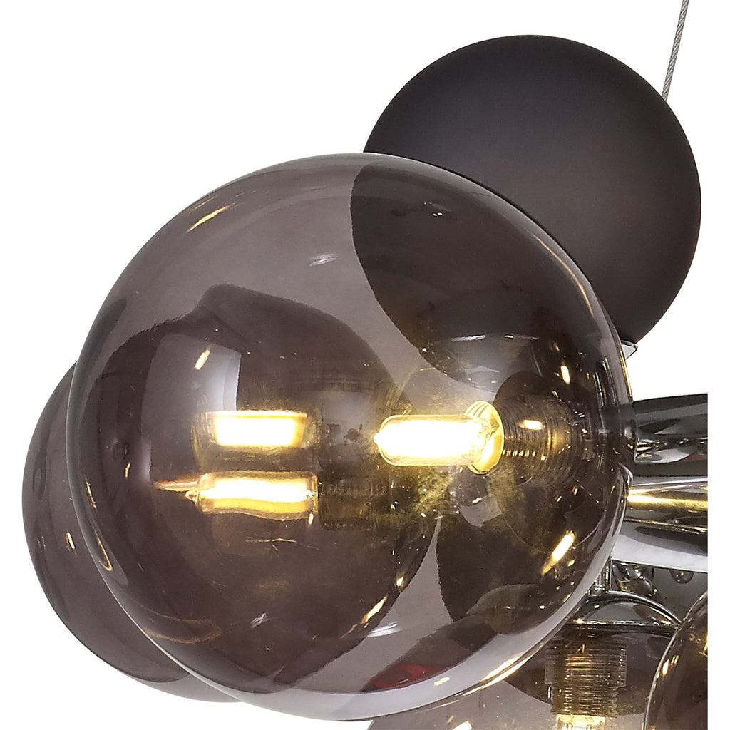 NL83149 Rome 12 Light Circular Pendant Polished Chrome Smoked/Black Glass