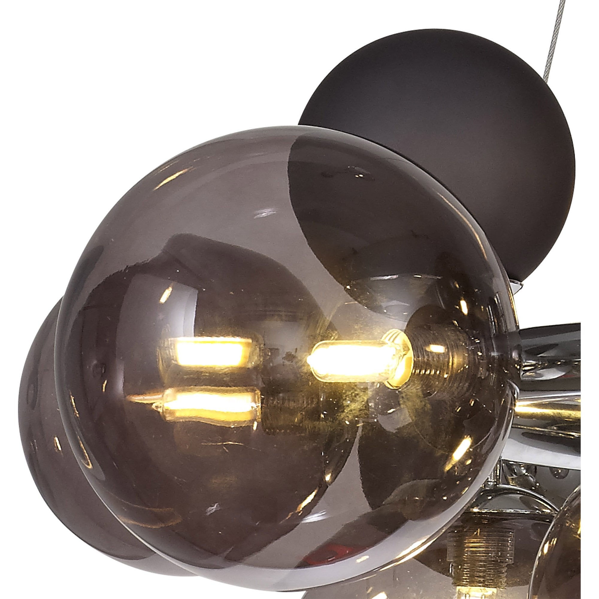 NL83149 Rome 12 Light Circular Pendant Polished Chrome Smoked/Black Glass