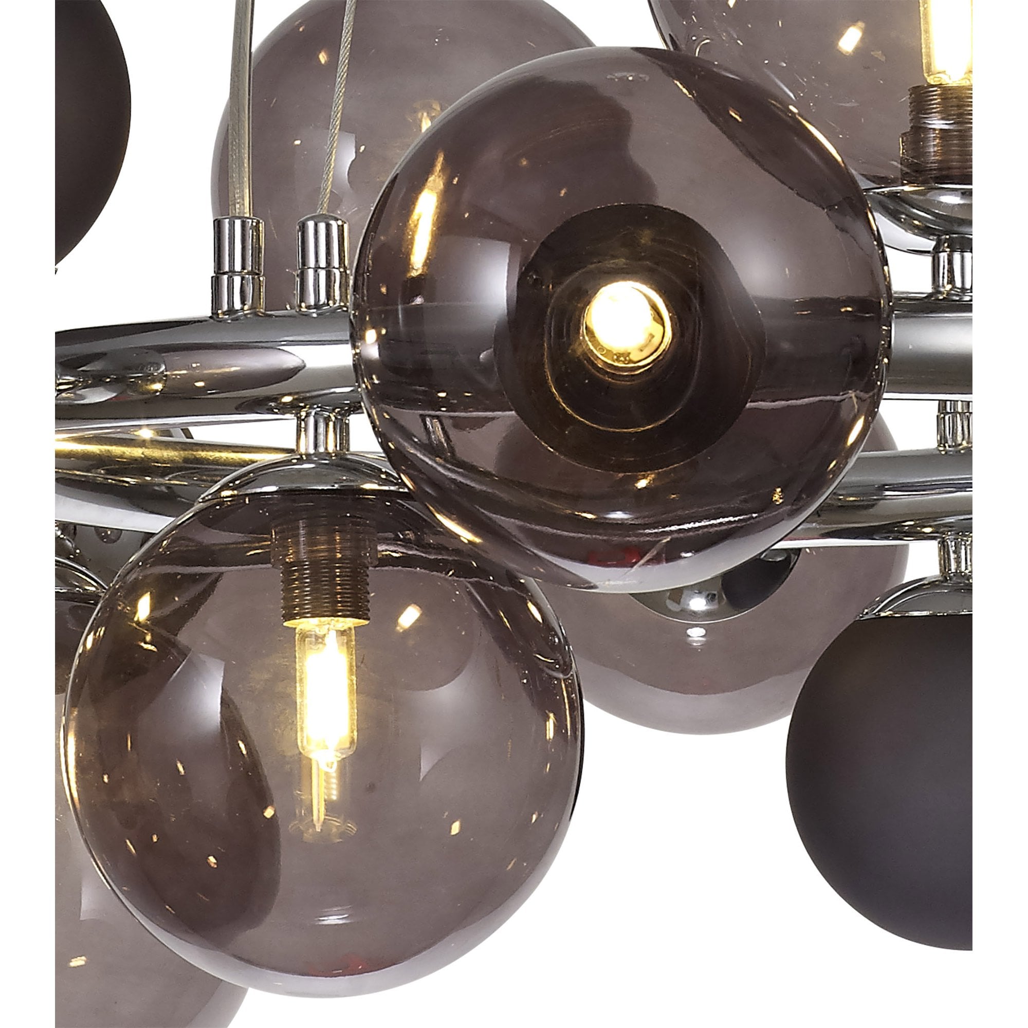 NL83149 Rome 12 Light Circular Pendant Polished Chrome Smoked/Black Glass