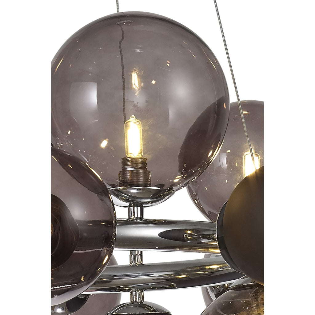 NL83149 Rome 12 Light Circular Pendant Polished Chrome Smoked/Black Glass