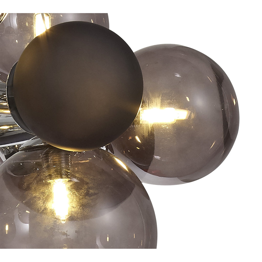 NL83149 Rome 12 Light Circular Pendant Polished Chrome Smoked/Black Glass