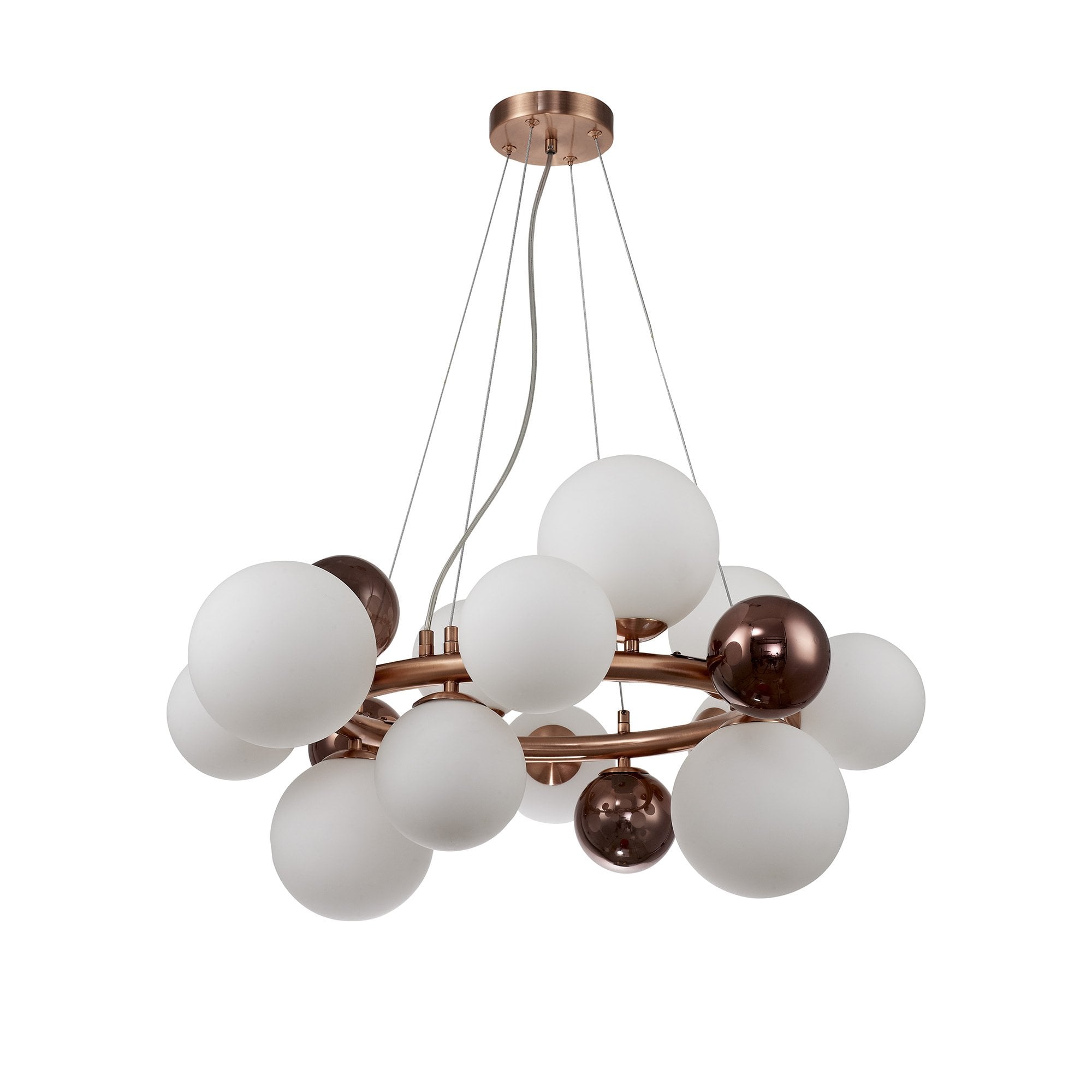 NL83159 Rome 12 Light Circular Pendant Copper Opal/Copper Glass