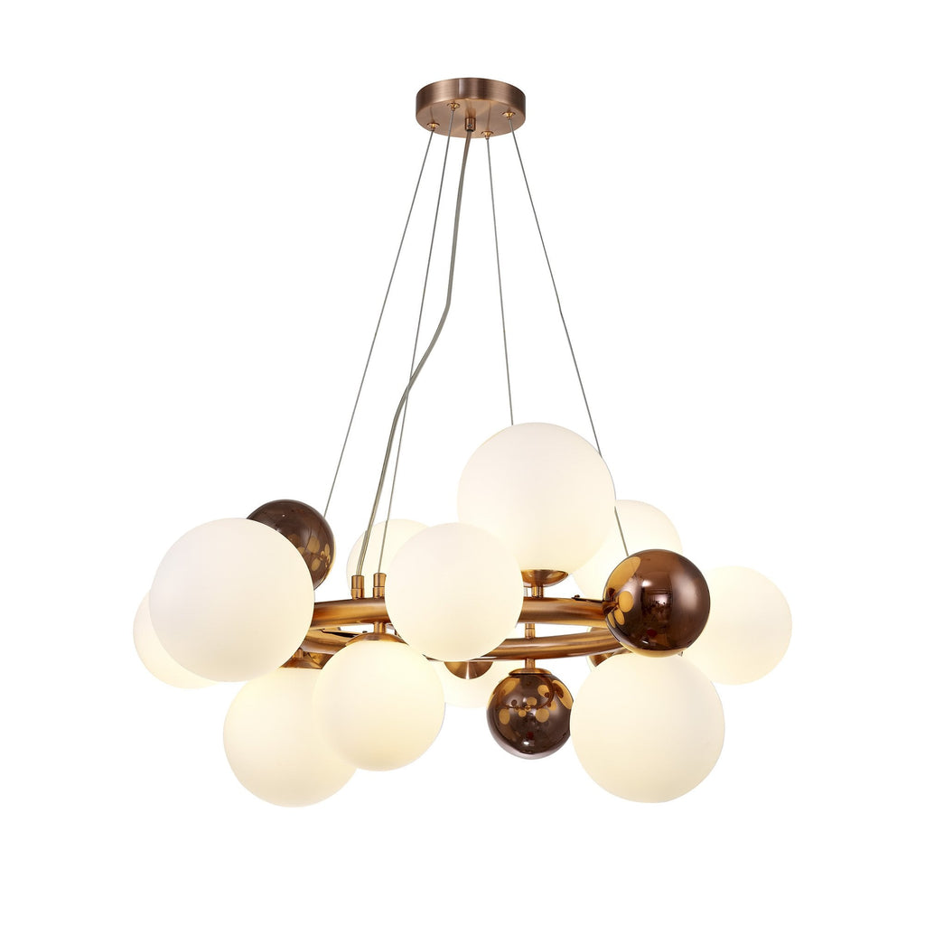 NL83159 Rome 12 Light Circular Pendant Copper Opal/Copper Glass