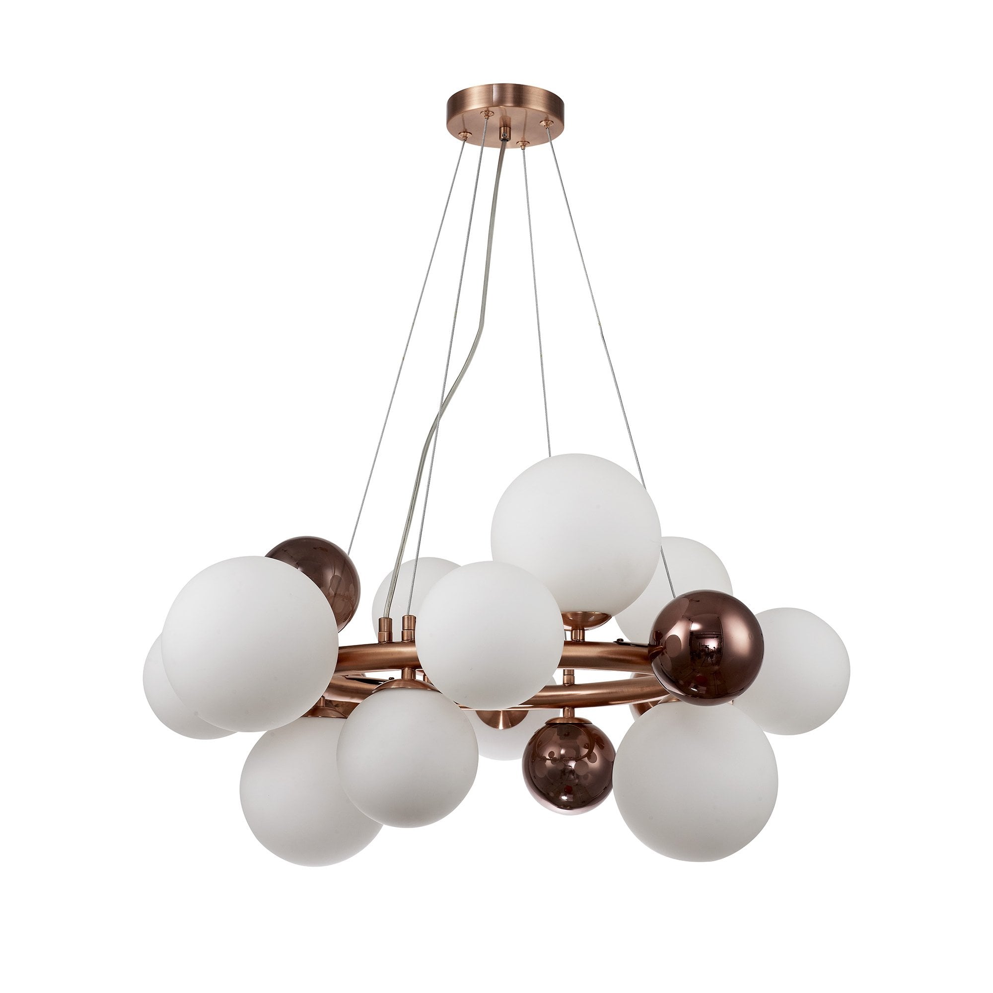 NL83159 Rome 12 Light Circular Pendant Copper Opal/Copper Glass