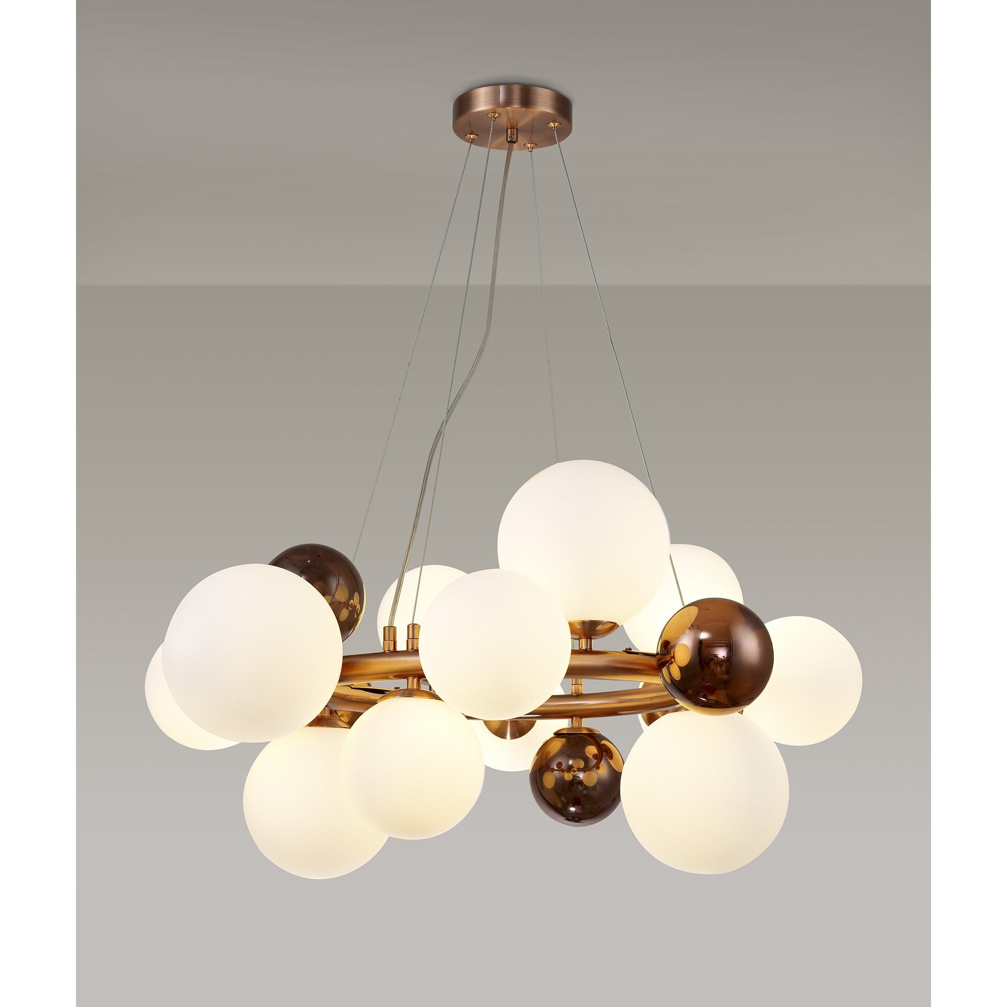NL83159 Rome 12 Light Circular Pendant Copper Opal/Copper Glass