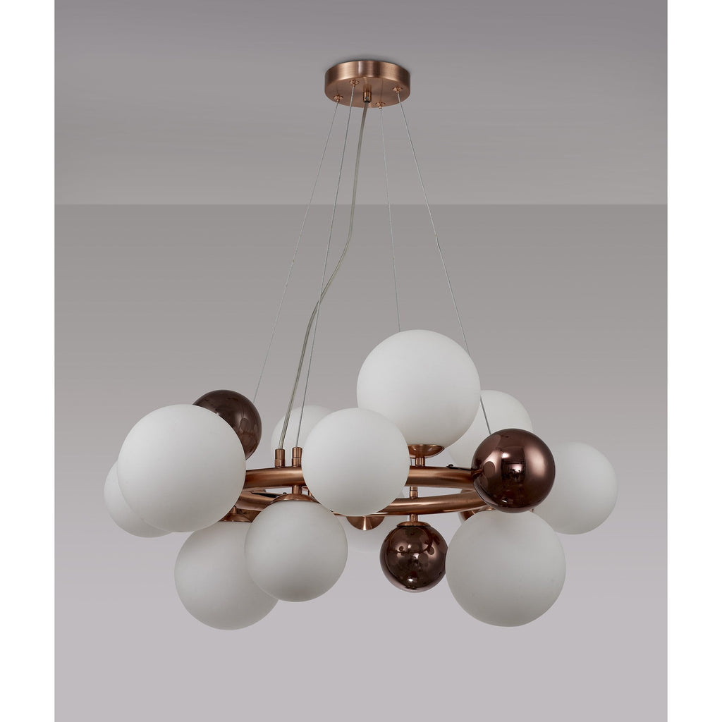 NL83159 Rome 12 Light Circular Pendant Copper Opal/Copper Glass