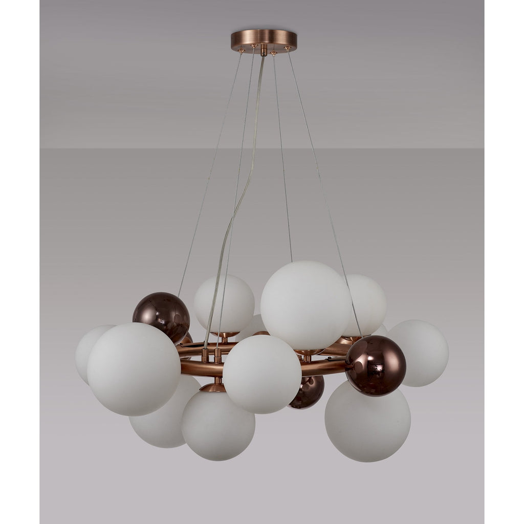 NL83159 Rome 12 Light Circular Pendant Copper Opal/Copper Glass