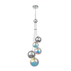 NL84279 Rome Pendant 5 Light Polished Chrome/Iridescent Glass