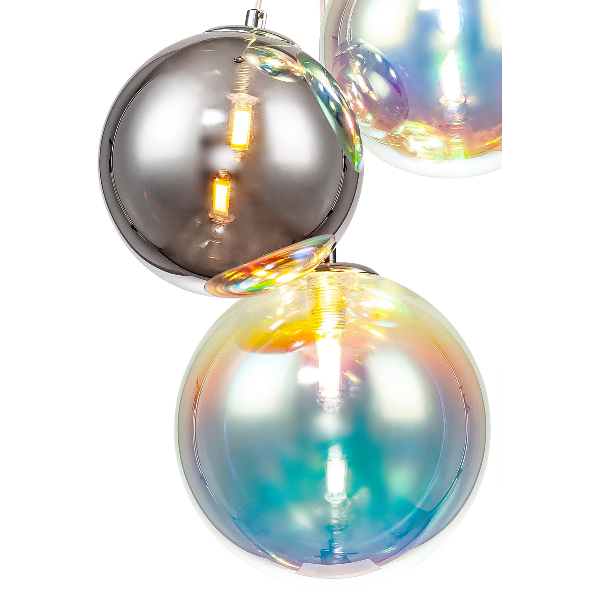 NL84279 Rome Pendant 5 Light Polished Chrome/Iridescent Glass