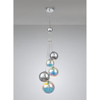 NL84279 Rome Pendant 5 Light Polished Chrome/Iridescent Glass