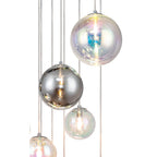 NL84289 Rome Pendant 16 Light Polished Chrome/Iridescent Glass