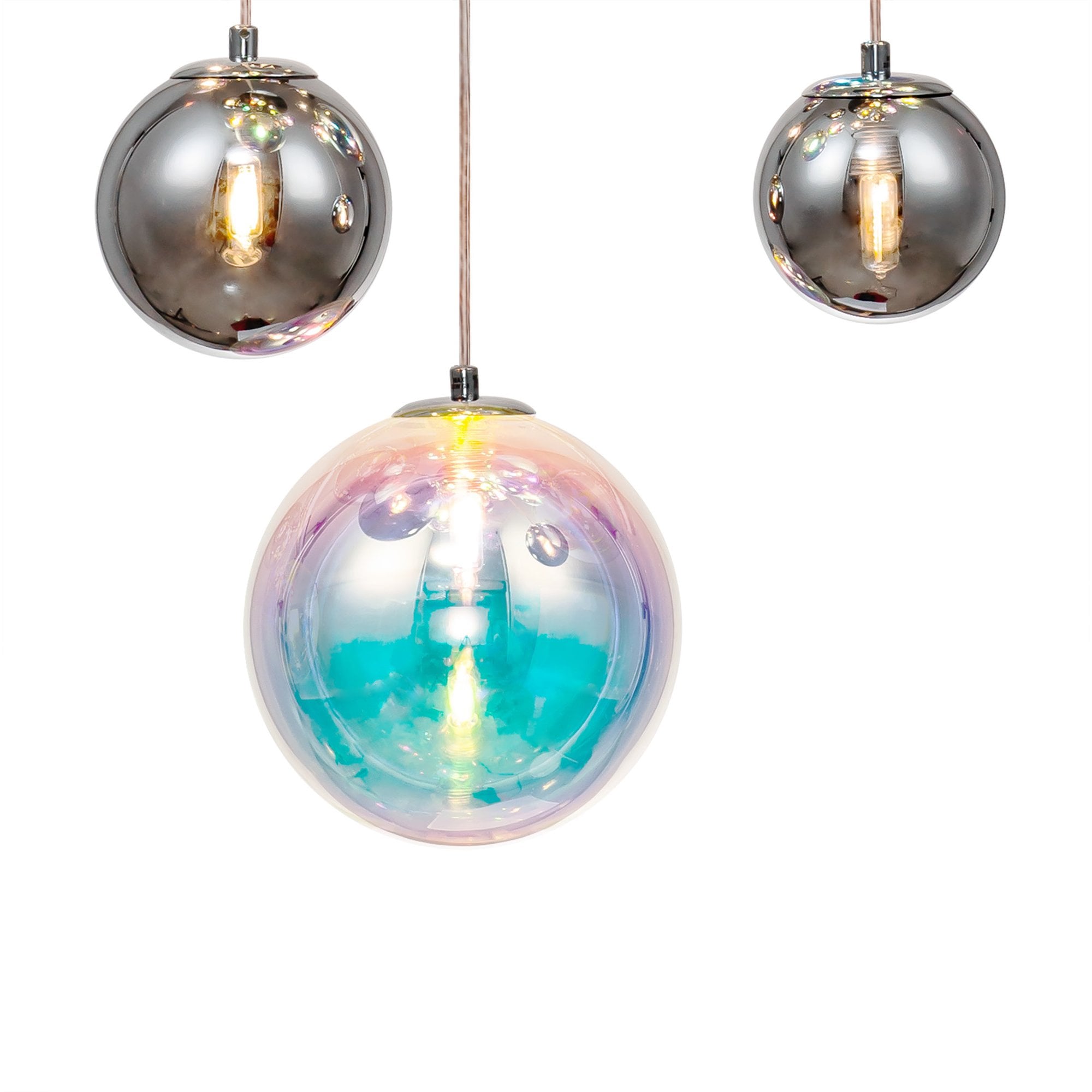 NL84289 Rome Pendant 16 Light Polished Chrome/Iridescent Glass