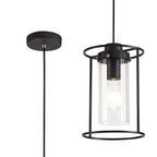 NL75859 Riannon Single Pendant 1 Light Black/Clear Glass