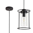NL75859 Riannon Single Pendant 1 Light Black/Clear Glass