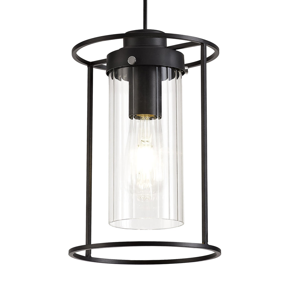 NL75859 Riannon Single Pendant 1 Light Black/Clear Glass