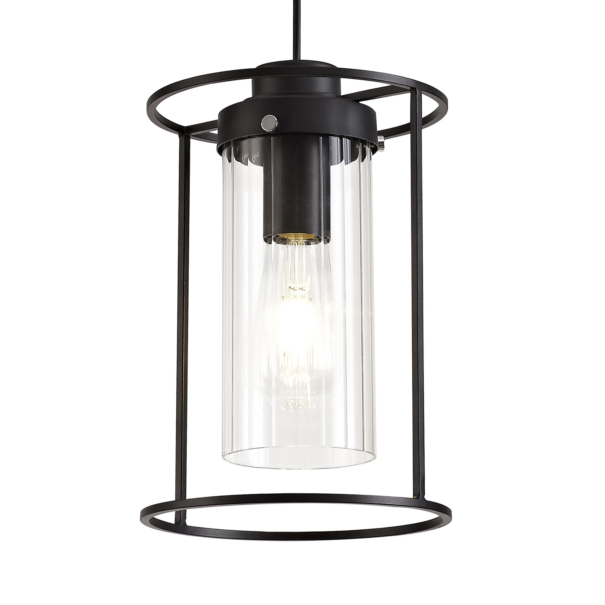 NL75859 Riannon Single Pendant 1 Light Black/Clear Glass