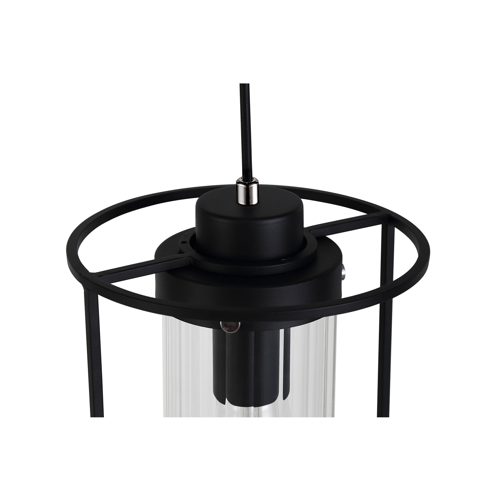 NL75859 Riannon Single Pendant 1 Light Black/Clear Glass