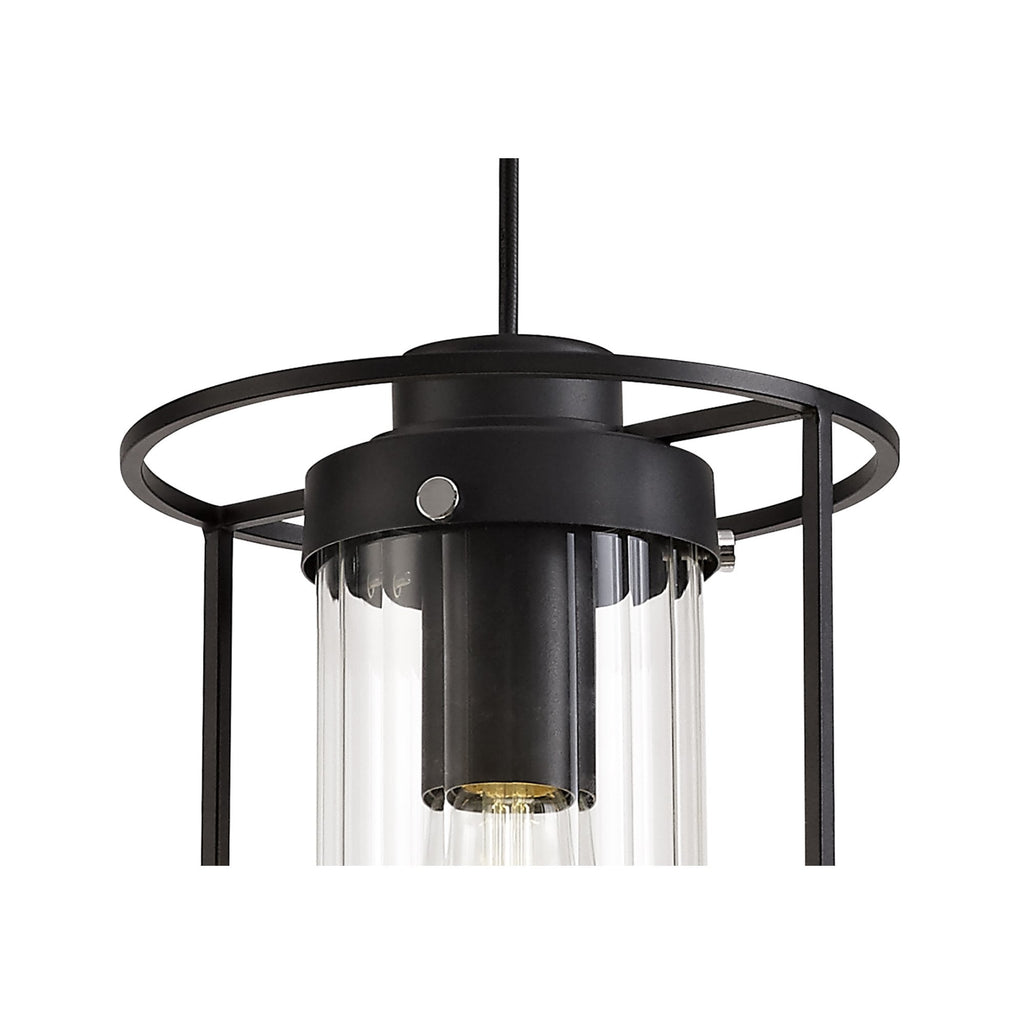 NL75859 Riannon Single Pendant 1 Light Black/Clear Glass