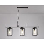 NL75869 Riannon Linear Pendant 3 Light Black/Clear Glass