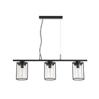 NL75869 Riannon Linear Pendant 3 Light Black/Clear Glass