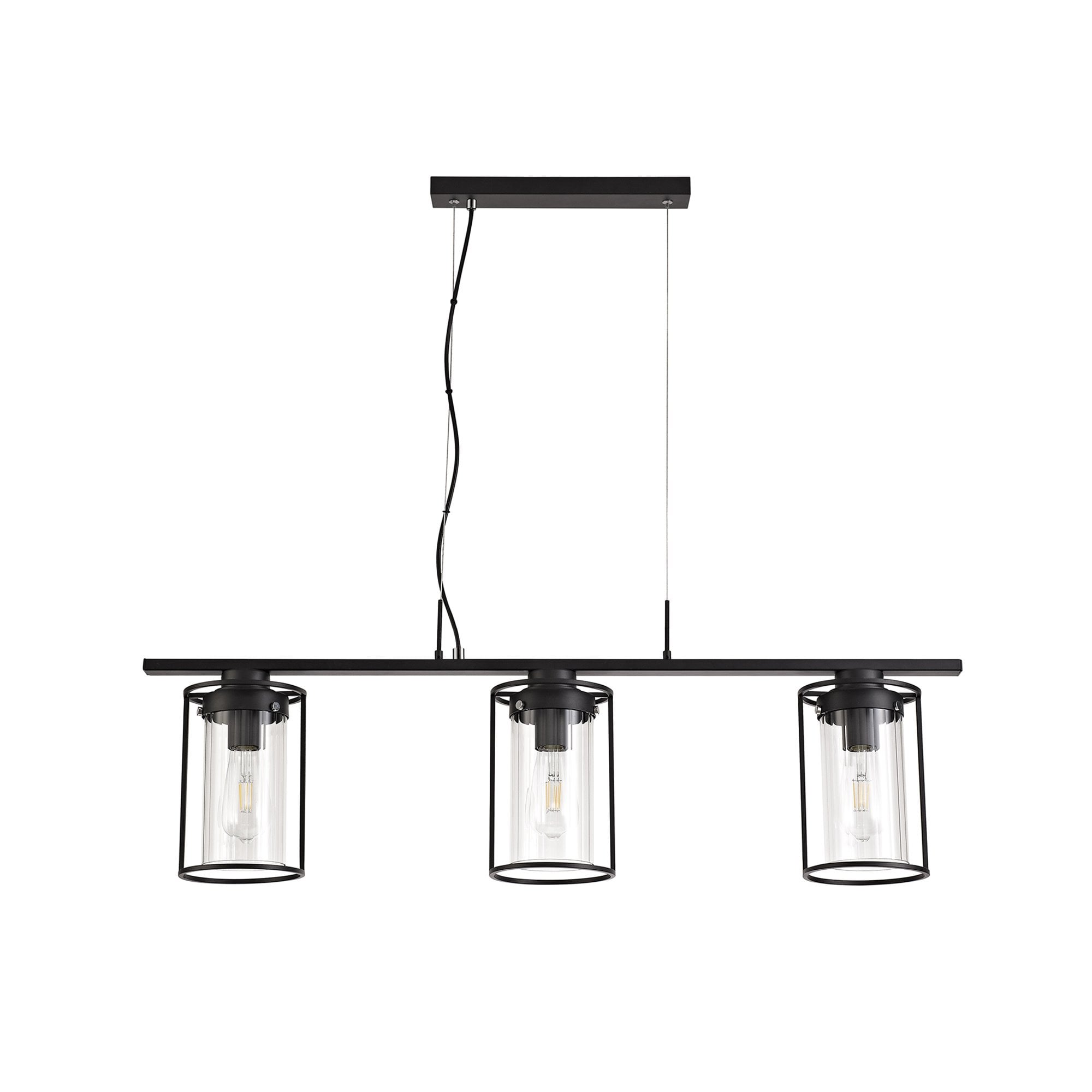 NL75869 Riannon Linear Pendant 3 Light Black/Clear Glass